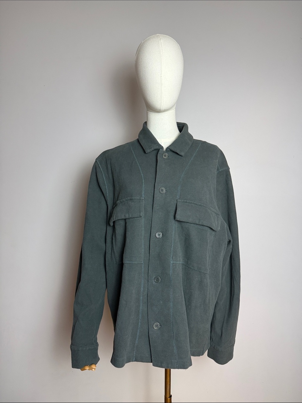 COS Green Relaxed-Fit Jersey Overshirt Shacket - Size L